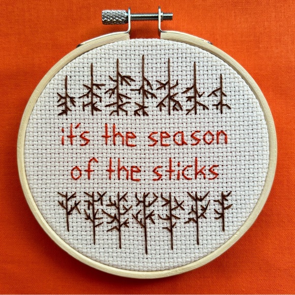 Noah Kahan “Stick Season” Lyrics 4-Inch Wooden-Framed Cross Stitch - Picture 4 of 6
